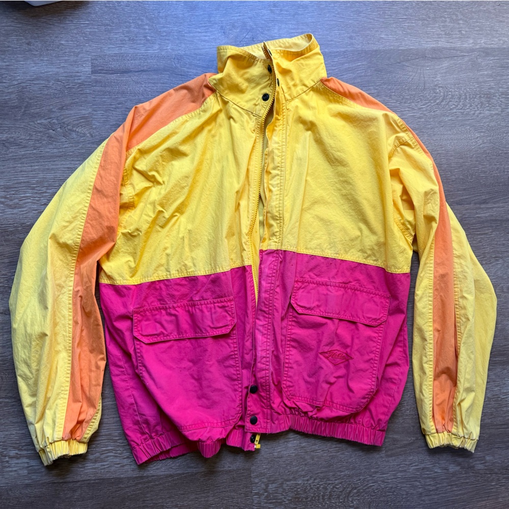 Hobie Vintage Yellow Colorblock Windbreaker Jacket